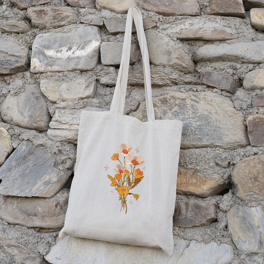 Chic Flower Printed Canvas Tote Bag | Floral Design Eco-Friendly Bag