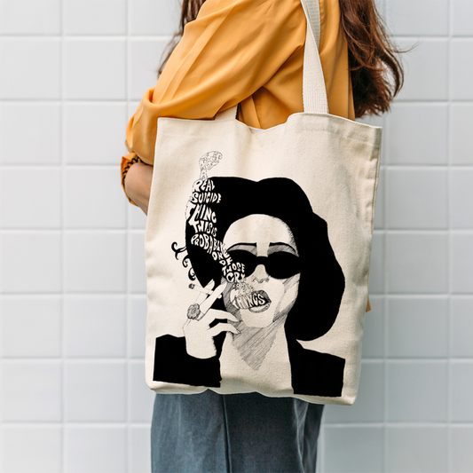 Bold Art Canvas Tote Bag | Trendy Statement Tote Bag