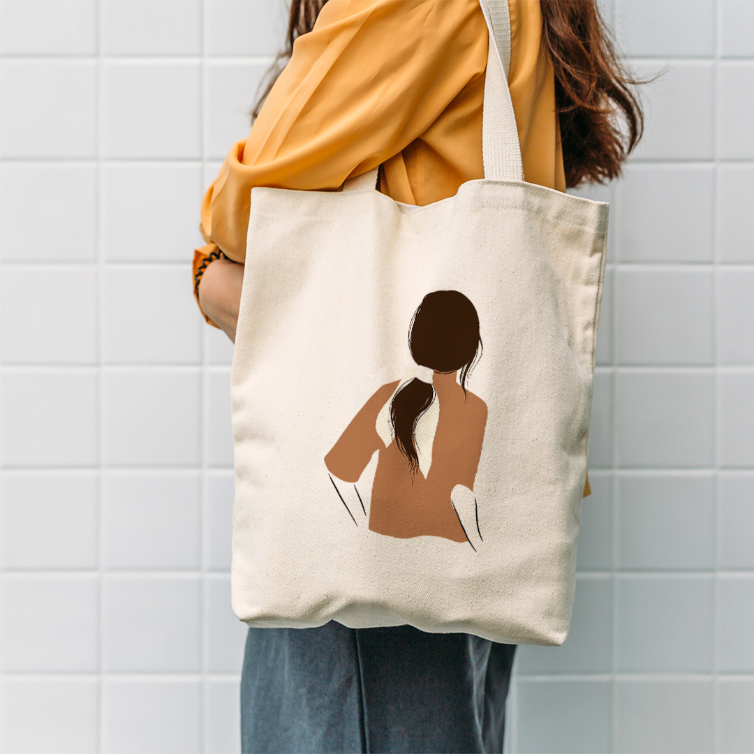 Girl Illustration Tote Bag | Whimsical Canvas Bag