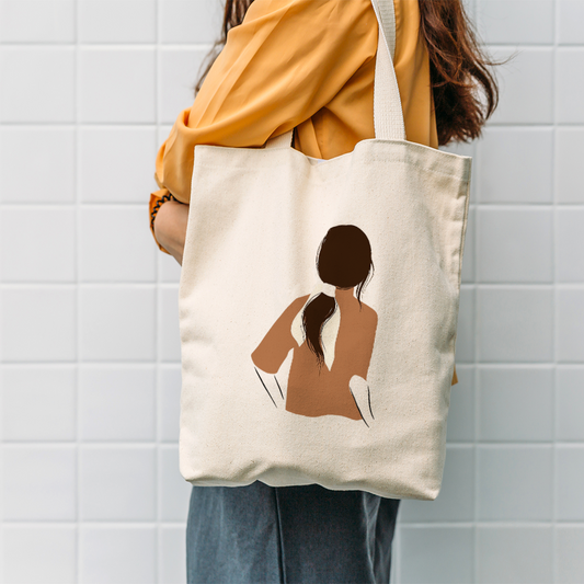 Girl Illustration Tote Bag | Whimsical Canvas Bag