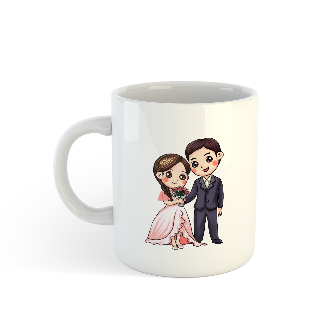 Cartoon Wedding Couple Mug | Perfect Gift for Newlyweds