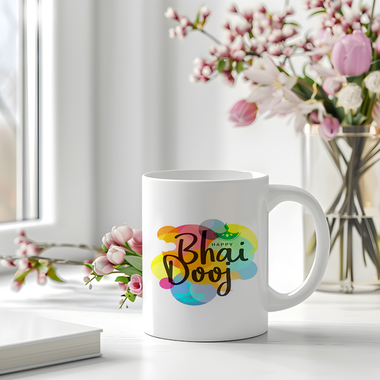 Happy Bhai Dooj Mug | Vibrant Color Print Mug | Celebrate Sibling Love