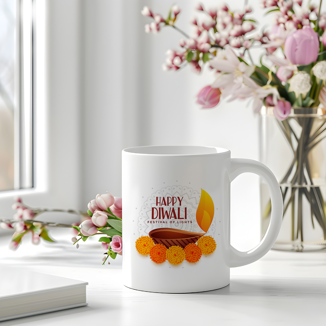 Diwali Mug | Happy Diwali Festival of Lights Ceramic Mug | Perfect Diwali Gift
