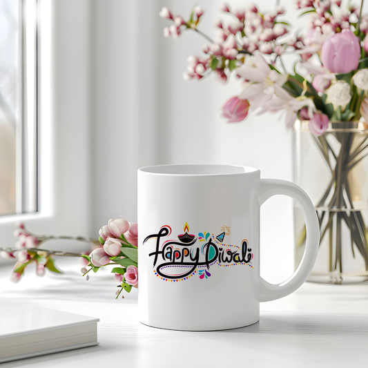 Colorful Happy Diwali Mug | Vibrant Festival Design | Perfect Diwali Gift