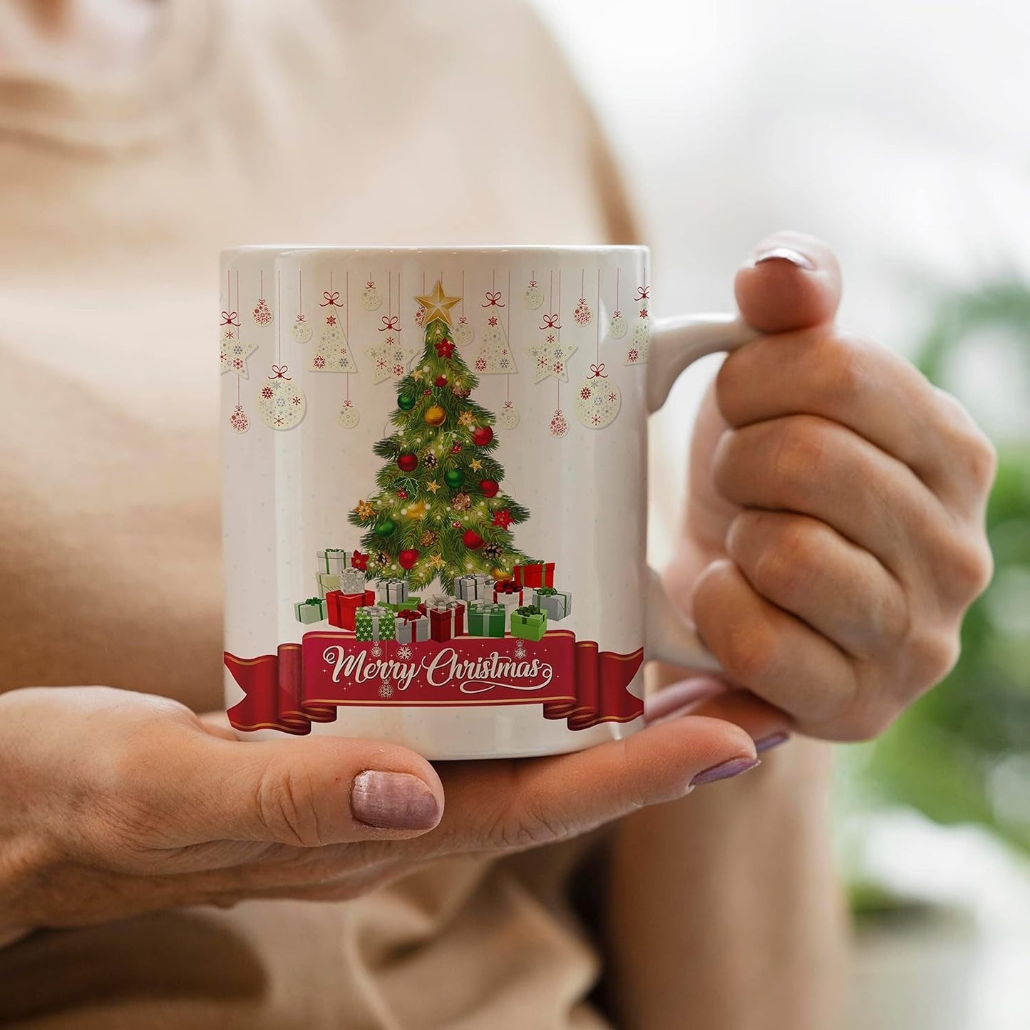 MUGDOG Merry Christmas Mug | 350ml White Ceramic Holiday Coffee Cup | Christmas Gift Mugdog