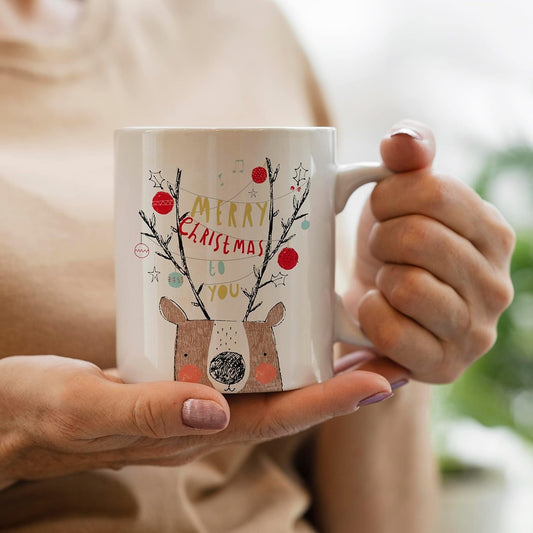 MUGDOG Merry Christmas Coffee Mug | 350ml Festive Ceramic Mug | Best Gift for Holiday Mugdog
