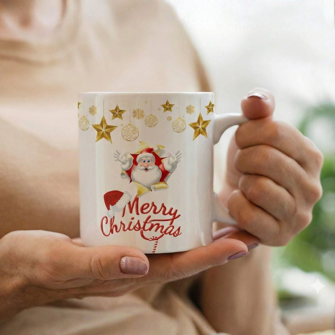 MUGDOG Merry Christmas Coffee Mug | 350ml White Ceramic Festive Mug | Best Gift for The Holidays Mugdog